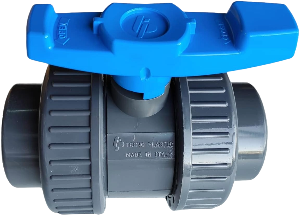 Válvula Esfera de PVDF Sch80 com manopla azul